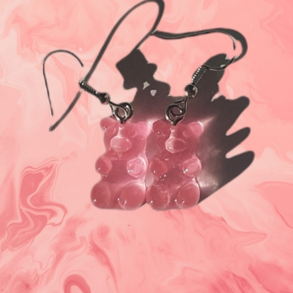 Pink Gummy Bear Earrings - Picture 2 of 5